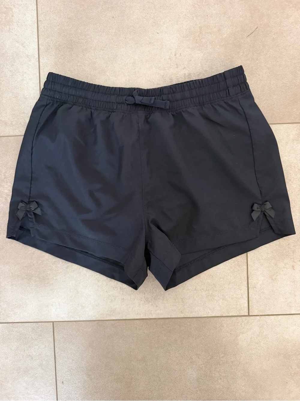 abercrombie kids Black Athletic Shorts with Bow Accents